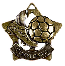 Bronze Mini Star Football Medal 60mm