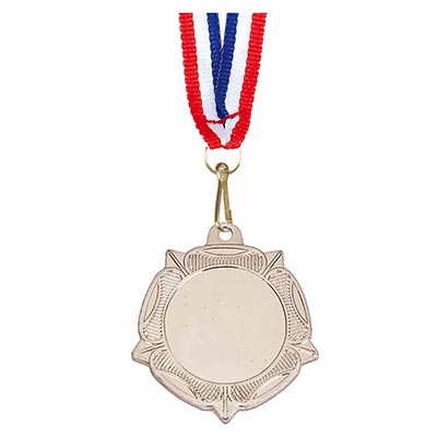 Silver Tudor Medal 40mm Red White Blue Ribbon 10mm