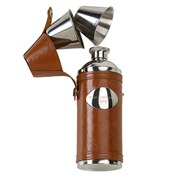 Stainless Steel Brown PU Vision Woodsman Flask 8oz