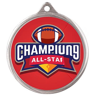 Custom Silver Football Medal 70mm