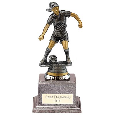 Cyclone Female Footballer Silver & Gold 180mm