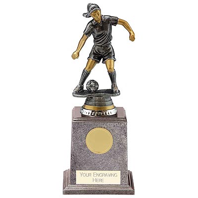 Cyclone Female Footballer Silver & Gold 220mm