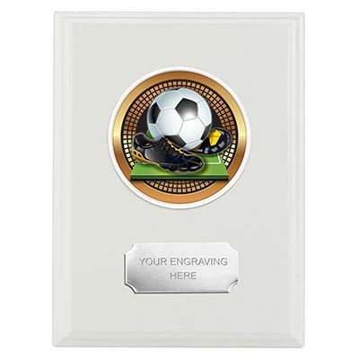 White Football Plaque 15cm