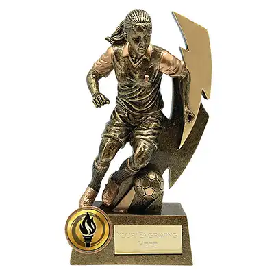 Antique Gold Gold Flash Female Footballer 145mm